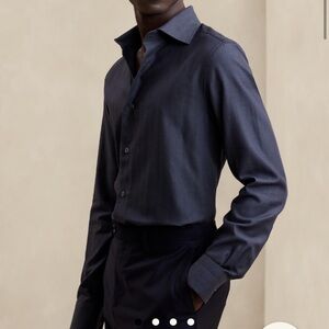 Banana Republic True Slim Cotton-Cashmere Dress Shirt, Size small, black, NWT